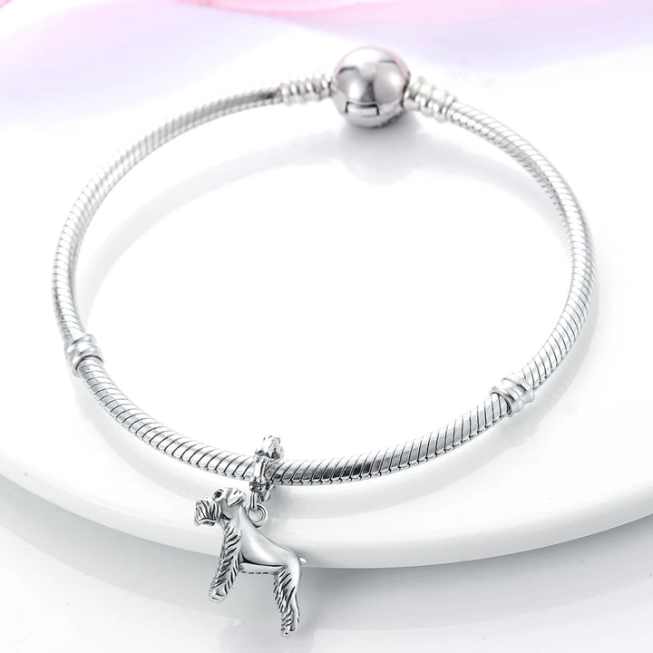 Dog Schnauzer French Bulldog Silver Plated Charm Beads