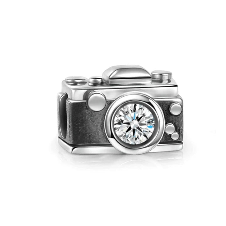 Silver Camera Phone Headset Charm Pendant
