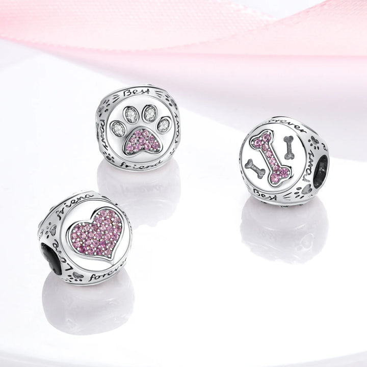 Dog Schnauzer French Bulldog Silver Plated Charm Beads