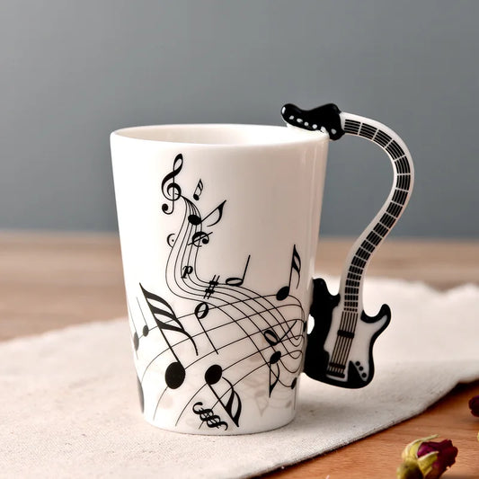 2025 240ml Creative Music Ceramic Mug Guitar Violin Style Cute Coffee Tea Milk Stave Mugs And Cups with Handle Novelty Gifts