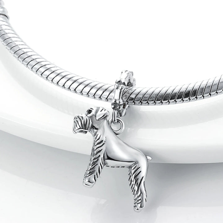 Dog Schnauzer French Bulldog Silver Plated Charm Beads