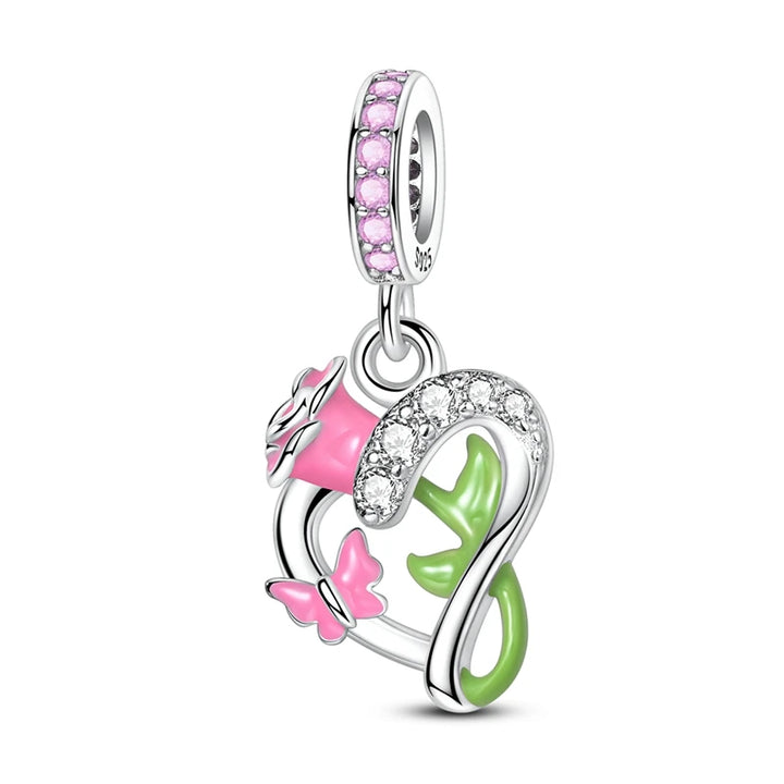2025 New 925 Sterling Silver Pink Heart Charms Fit Pandora