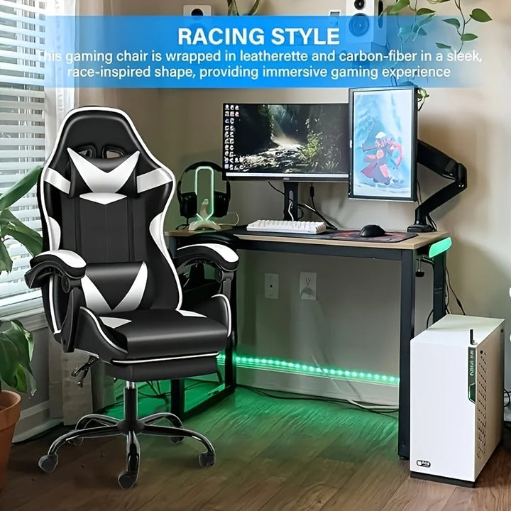 Simple Deluxe Gaming Chair With Footrest For Big And Tall