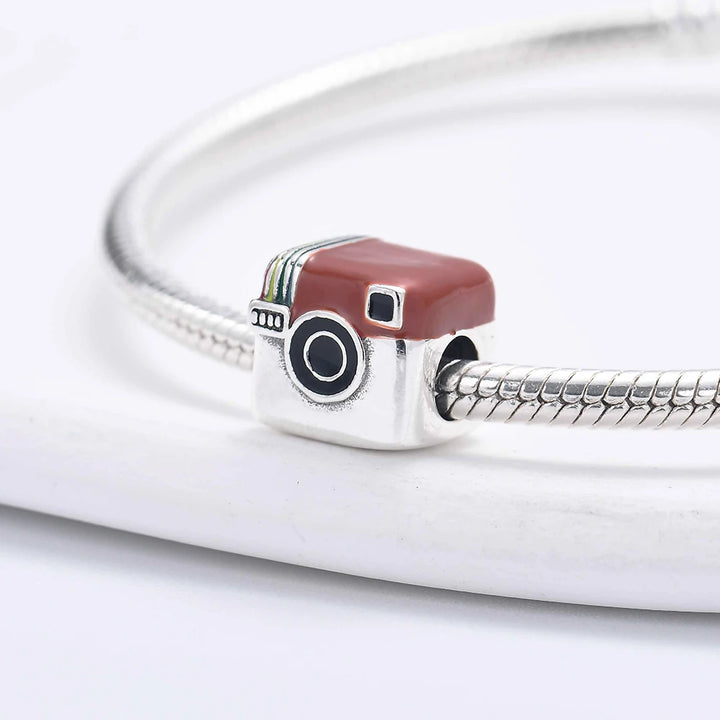 Silver Camera Phone Headset Charm Pendant