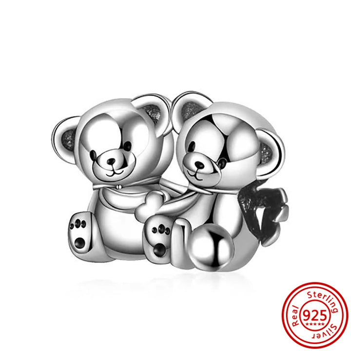 Silver Cartoon Cute Panda Bear Pendant for DIY Jewelry