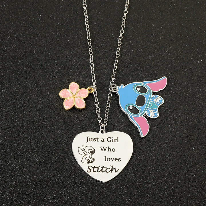 Disney-Stitch Cartoon Necklace Cute Jewelry Pendant Gift