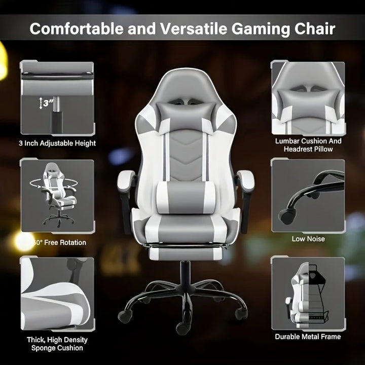 Simple Deluxe Gaming Chair With Footrest For Big And Tall