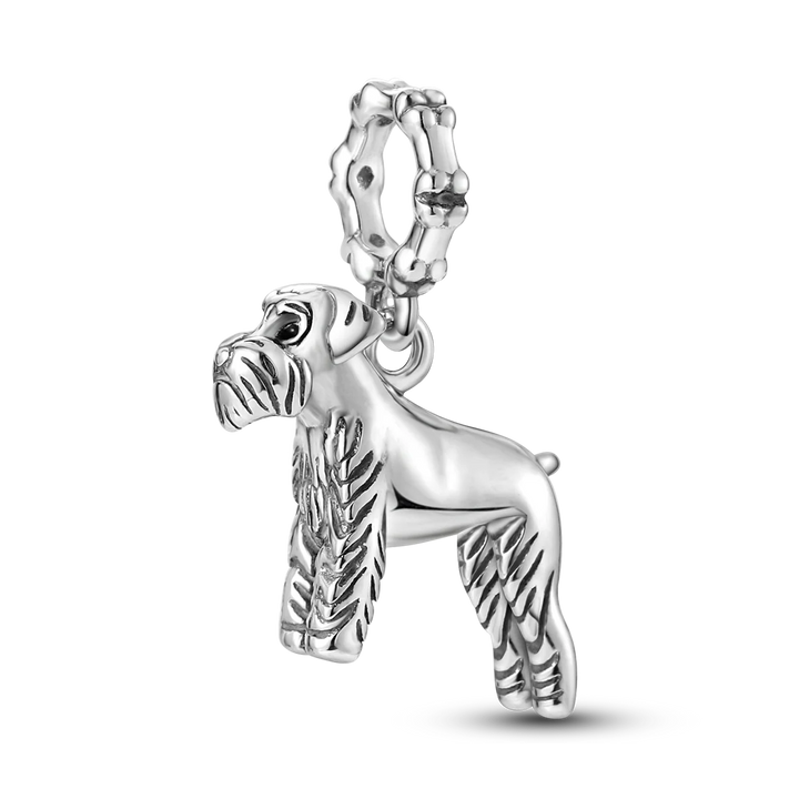 Dog Schnauzer French Bulldog Silver Plated Charm Beads