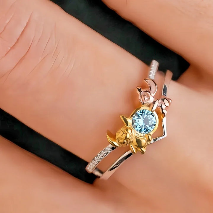 Lilo and Stitch Disney Cartoon Character Accessories Stitch Loves Angel Ring Kawaii Open Ring