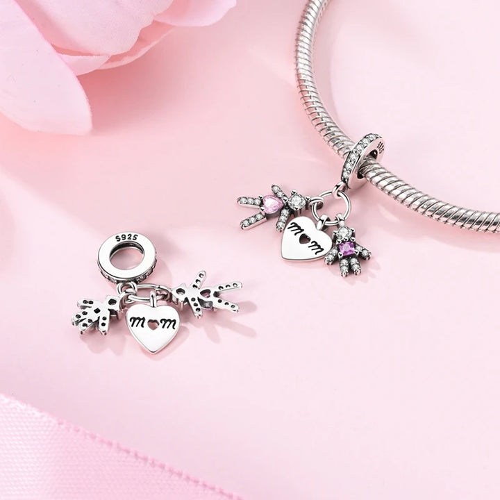 2025 New 925 Sterling Silver Pink Heart Charms Fit Pandora