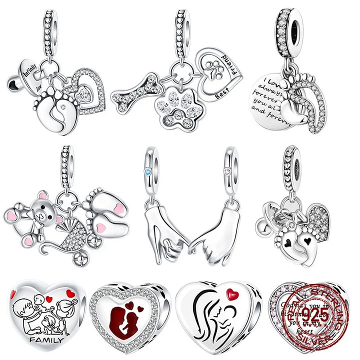 Silver Heart Pacifier Charm Beads for Jewelry