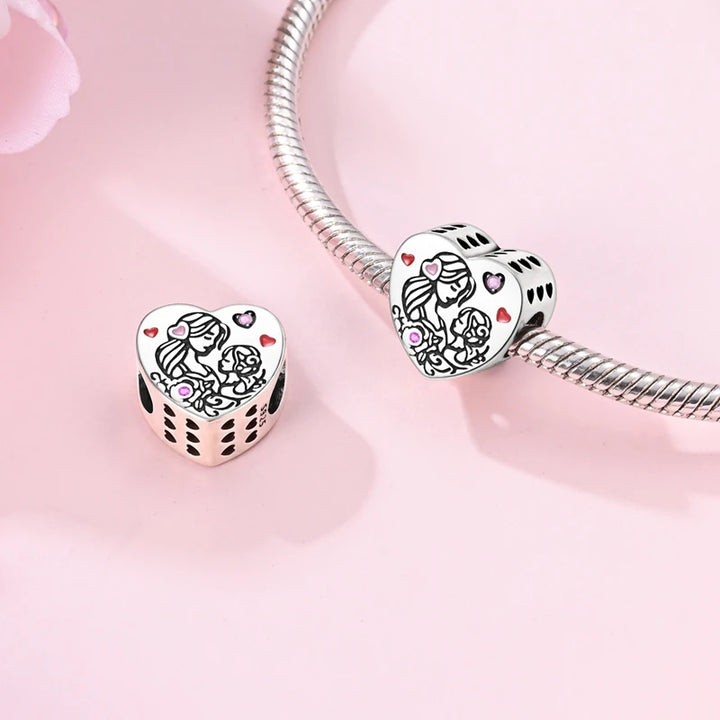 2025 New 925 Sterling Silver Pink Heart Charms Fit Pandora