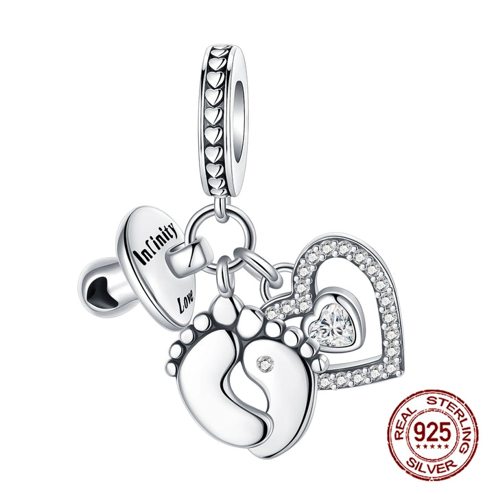 Silver Heart Pacifier Charm Beads for Jewelry