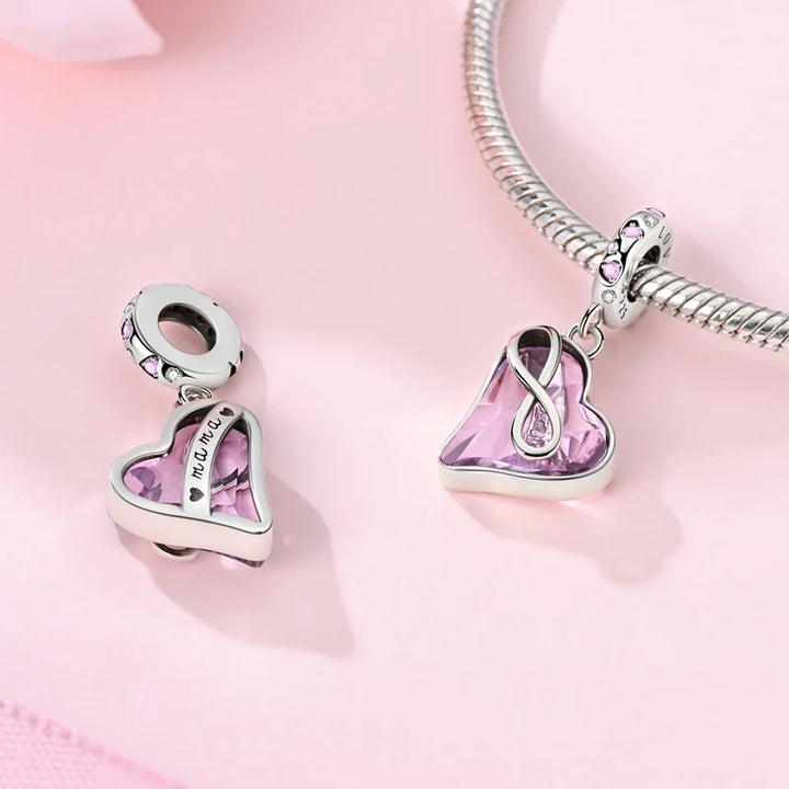 2025 New 925 Sterling Silver Pink Heart Charms Fit Pandora