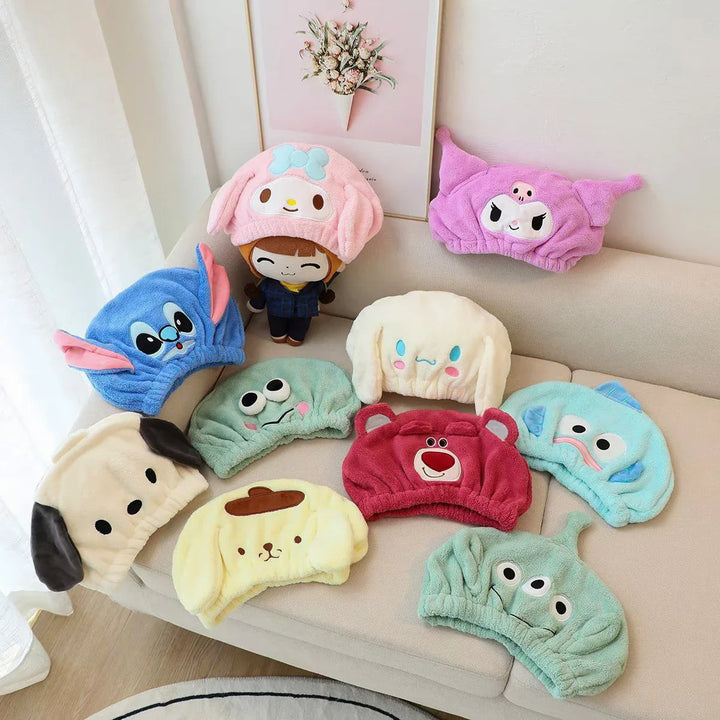 Stitch Kuromi Dry Hair Towel Shower Cap Cute Soft Wrap