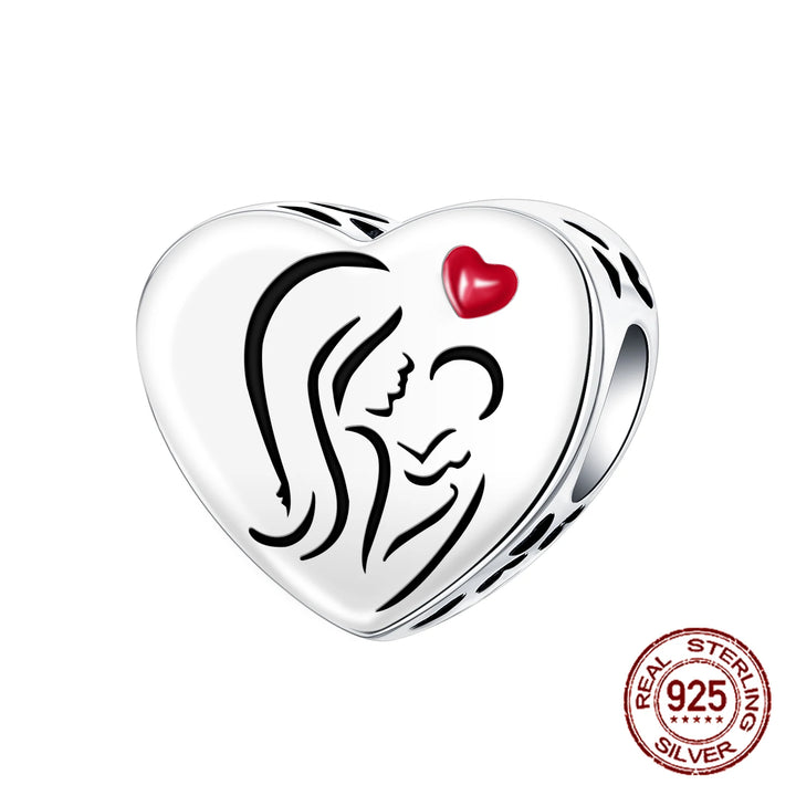 Silver Heart Pacifier Charm Beads for Jewelry