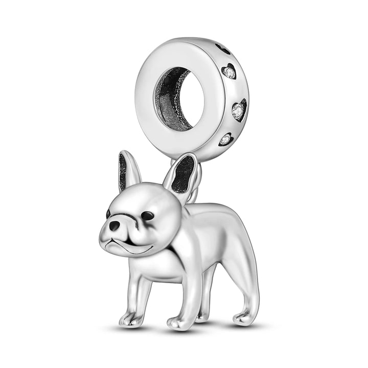 Dog Schnauzer French Bulldog Silver Plated Charm Beads
