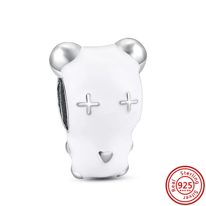 Silver Cartoon Cute Panda Bear Pendant for DIY Jewelry