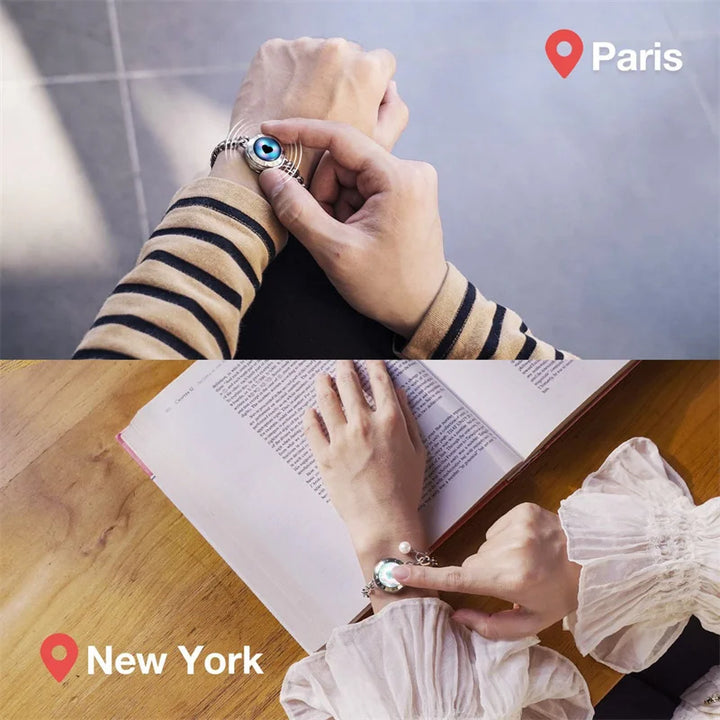 TOTWOO Long Distance Bracelets for Couples, Vibration & Light Up Bracelet Gifts for Girlfriend, Bluetooth Smart Pairing Jewelry