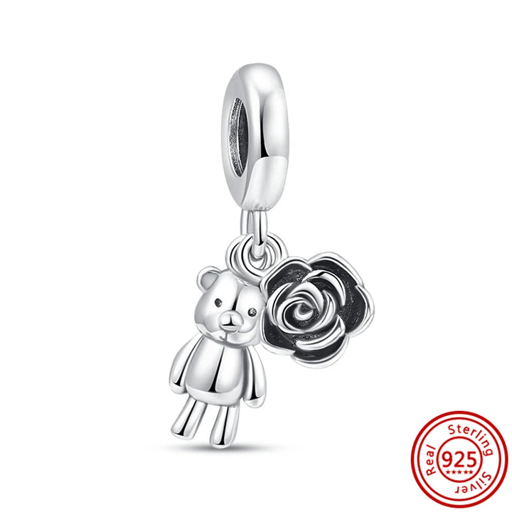 Silver Cartoon Cute Panda Bear Pendant for DIY Jewelry