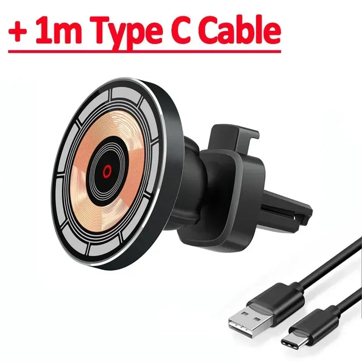 15W Magnetic Car Wireless Charger Stand for iPhone 15 14 13 12 Pro Max Samsung