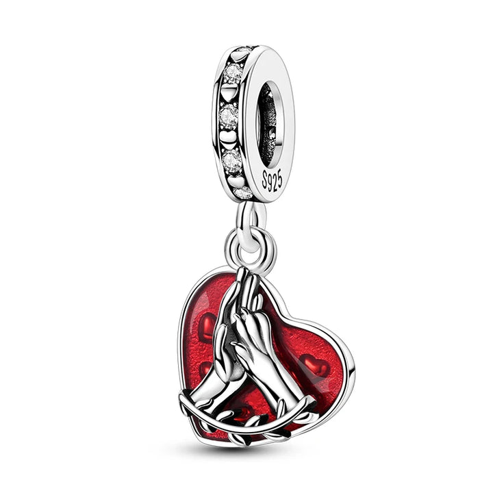 2025 New 925 Sterling Silver Pink Heart Charms Fit Pandora