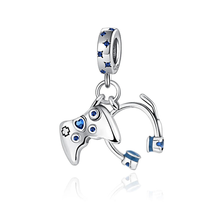 Silver Camera Phone Headset Charm Pendant