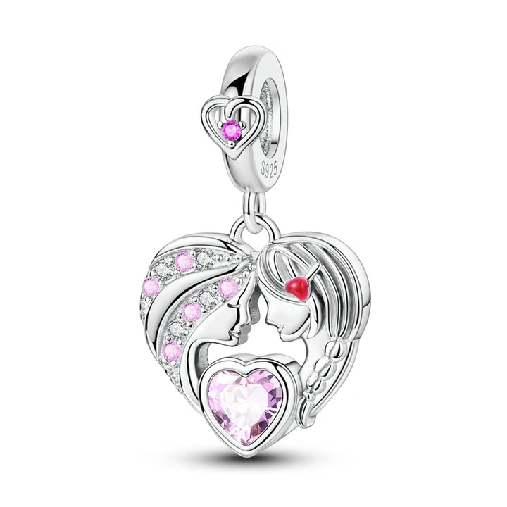 2025 New 925 Sterling Silver Pink Heart Charms Fit Pandora