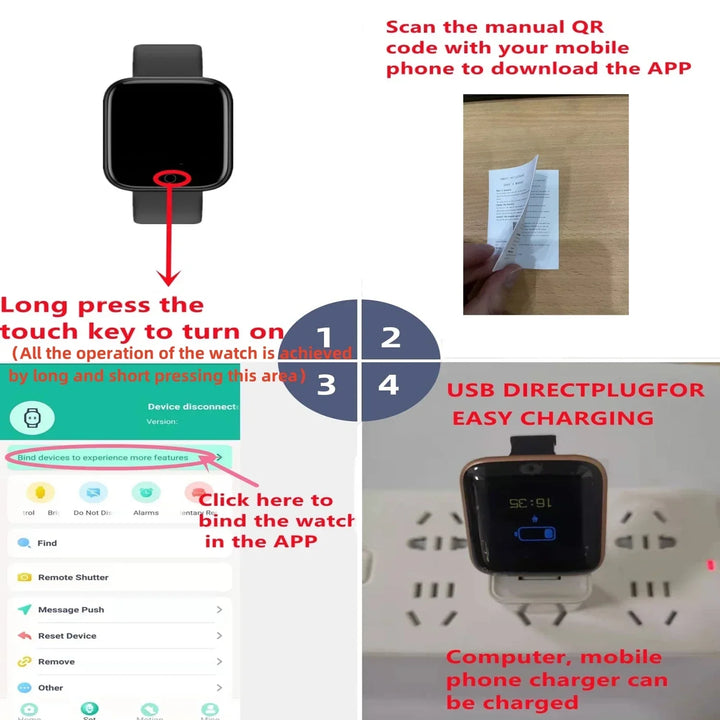 Smart Watch For Women Men Bluetooth Connected Music Fitness