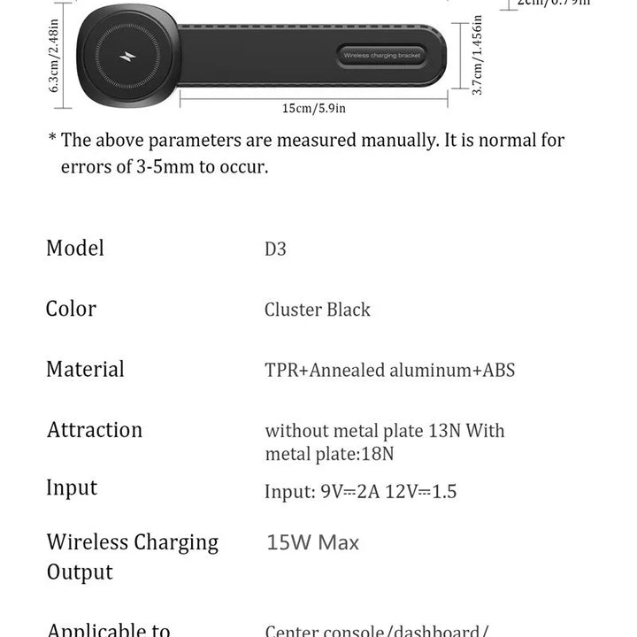 Magnetic Car Wireless Charger Fast Charging Phone Holder Dashboard