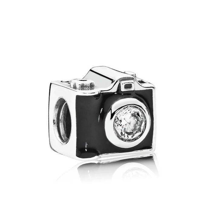 Silver Camera Phone Headset Charm Pendant
