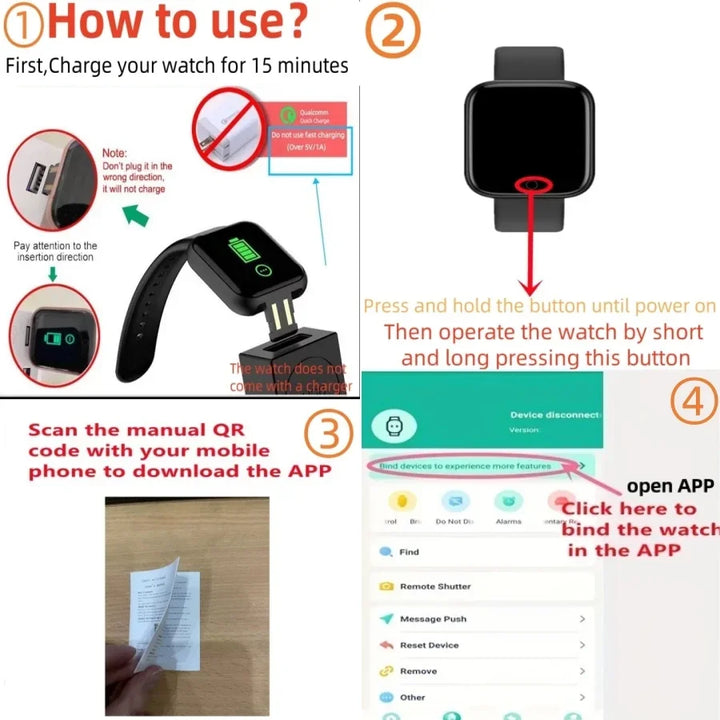 Smart Watch For Women Men Bluetooth Connected Music Fitness