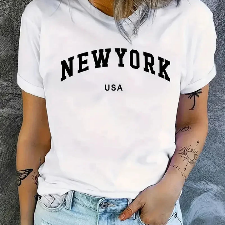 New York USA Graphic T-Shirt Casual Sporty Stylish Tee