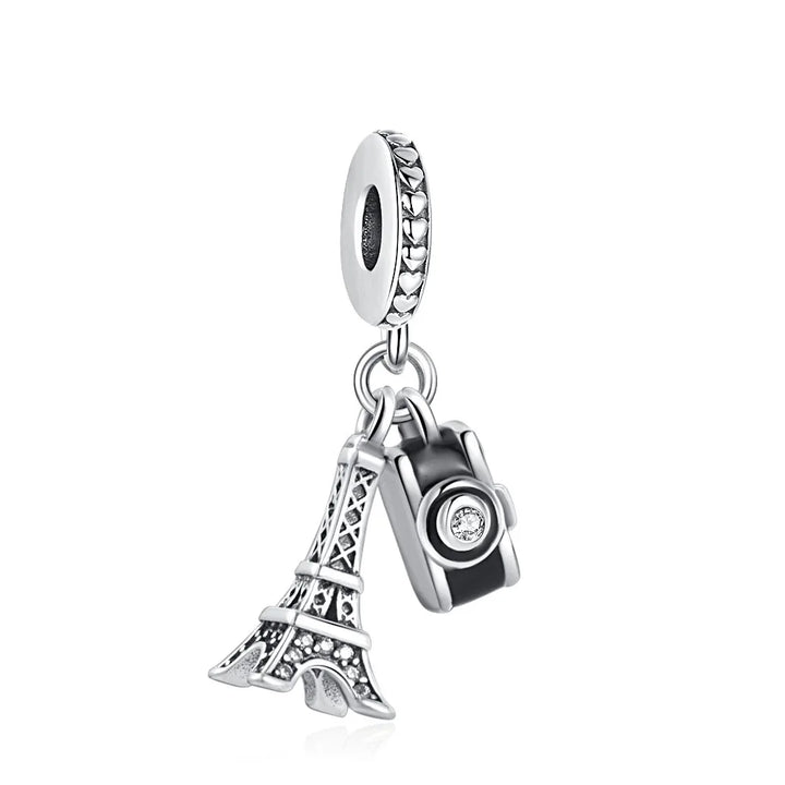 Silver Camera Phone Headset Charm Pendant