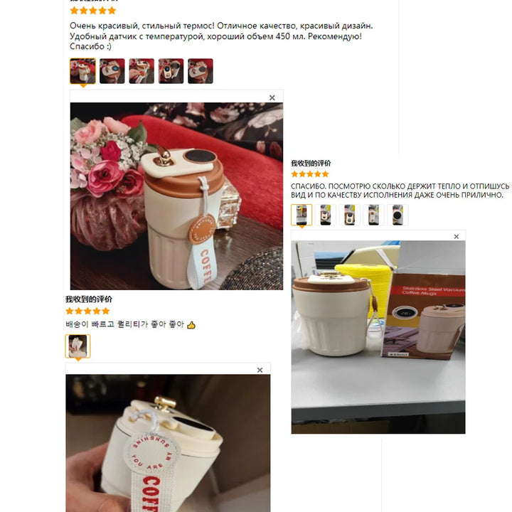 Smart Thermos Bottle LED Temperature Display Tumbler Mug