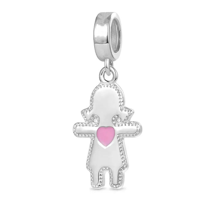 Happy Boy & Girl Embracing Love Pendant Charm Bead Jewelry
