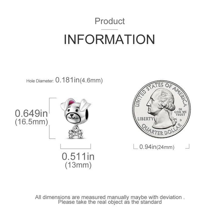 Dog Schnauzer French Bulldog Silver Plated Charm Beads