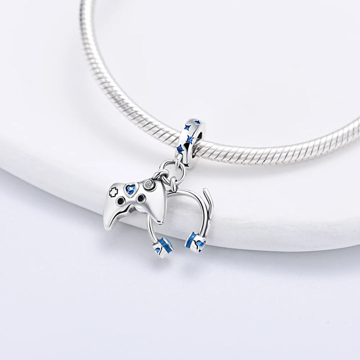 Silver Camera Phone Headset Charm Pendant