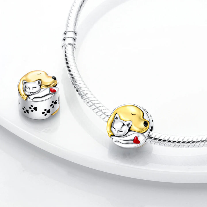 Dog Schnauzer French Bulldog Silver Plated Charm Beads