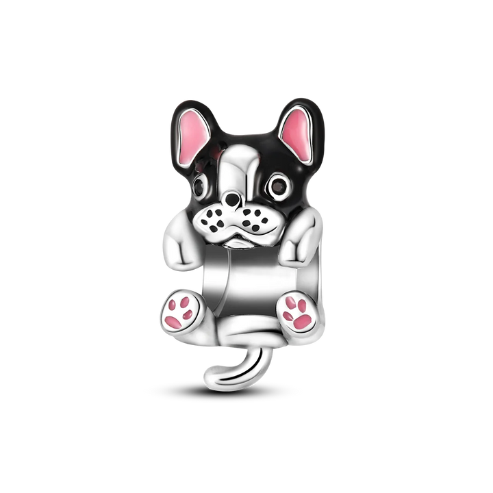 Dog Schnauzer French Bulldog Silver Plated Charm Beads