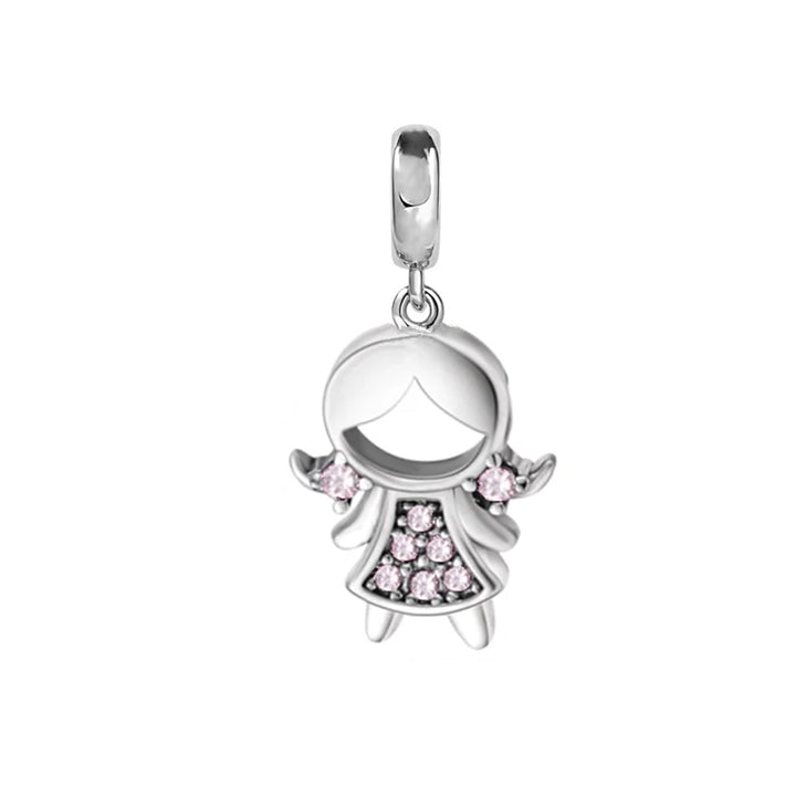 Happy Boy & Girl Embracing Love Pendant Charm Bead Jewelry