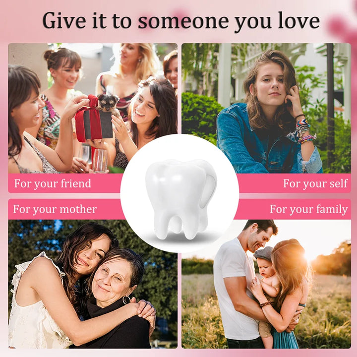 Sterling Silver CZ Dentist Tooth Charm Beads for Women