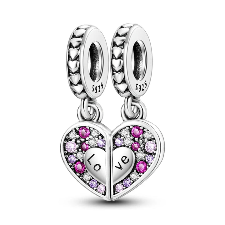 2025 New 925 Sterling Silver Pink Heart Charms Fit Pandora