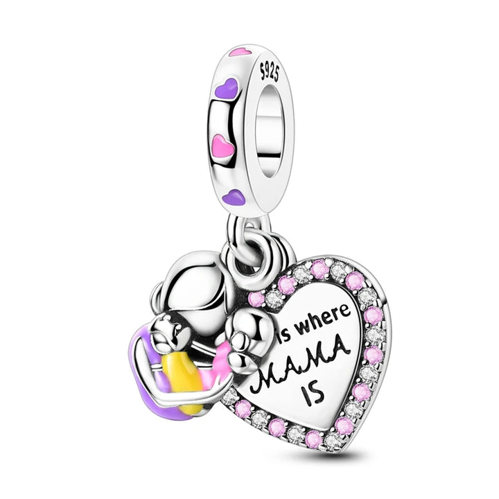 2025 New 925 Sterling Silver Pink Heart Charms Fit Pandora