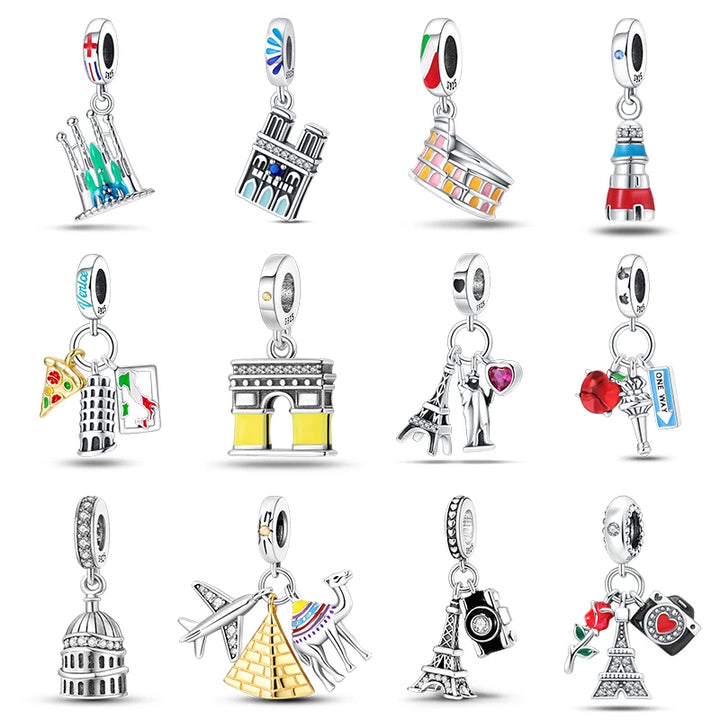 925 Sterling Silver Famous Attractions Eiffel Tower Charms