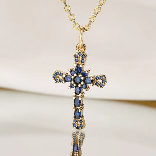 Zircon Cross Pendant Necklace