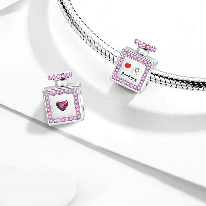 Silver Pink Crown Perfume Pendant Beads Jewelry