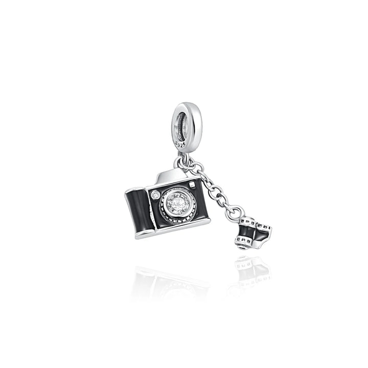 Silver Camera Phone Headset Charm Pendant