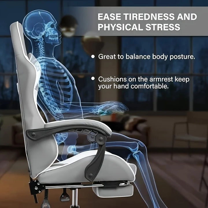Simple Deluxe Gaming Chair With Footrest For Big And Tall