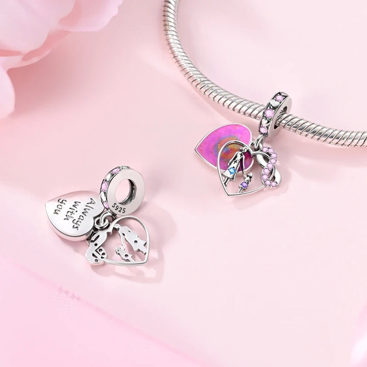 2025 New 925 Sterling Silver Pink Heart Charms Fit Pandora